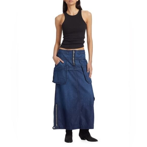 EB Denim Modular Denim Cargo Skirt in Midnight - Picture 2 of 13